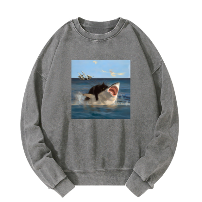 Brave Cat Washed Sweatshirt