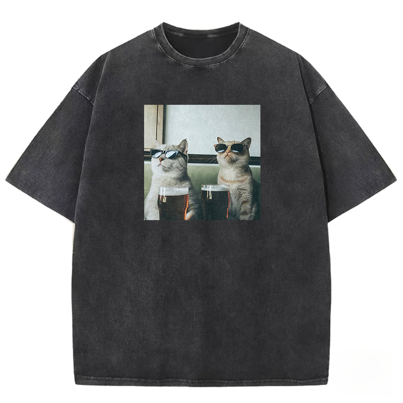 Wacky cats Washed T-shirt