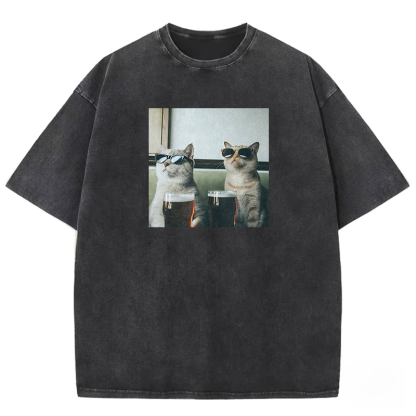 Wacky cats Washed T-shirt