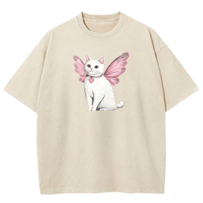 Winged Kitty Glow Washed T-shirt