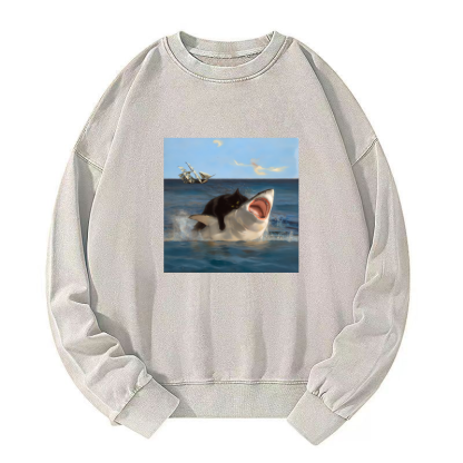Brave Cat Washed Sweatshirt