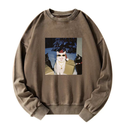 Wacky Cat Washed Sweatshirt
