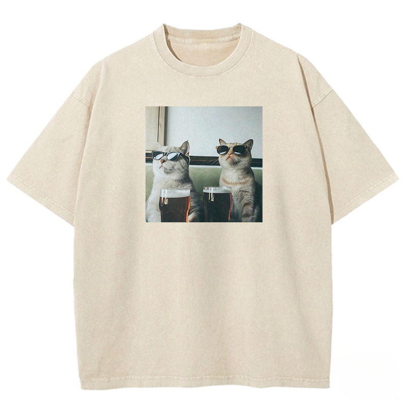 Wacky cats Washed T-shirt