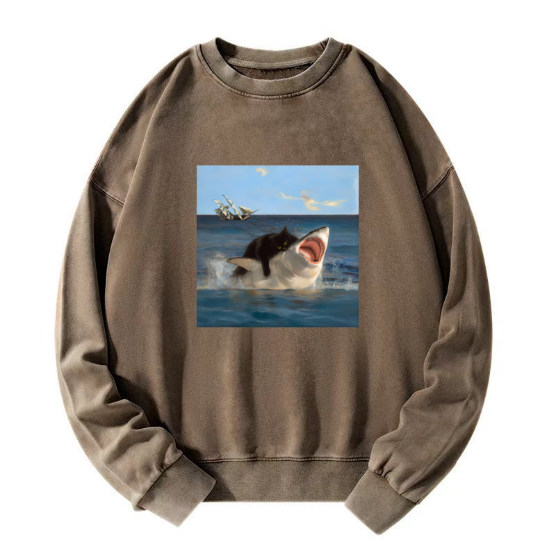 Brave Cat Washed Sweatshirt