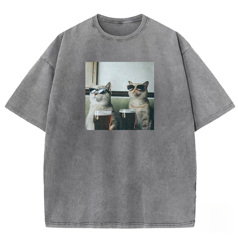 Wacky cats Washed T-shirt