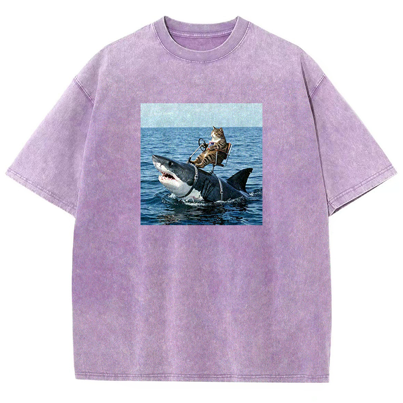 Shark Taxi Driver Washed T-shirt