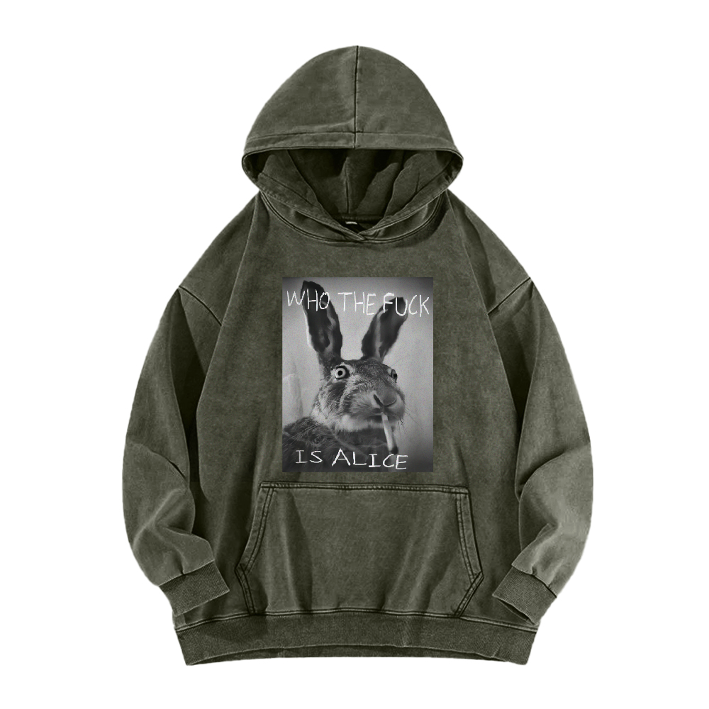 Who The Fck ls Alice Washed Hoodie