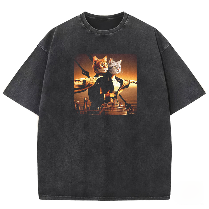 Titanic Cat Duo Washed T-shirt