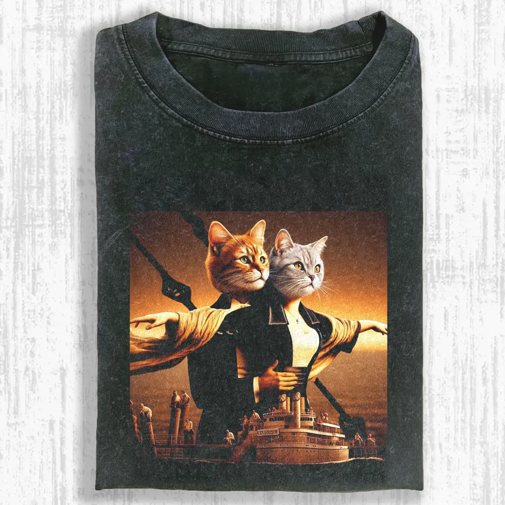 Titanic Cat Duo Washed T-shirt