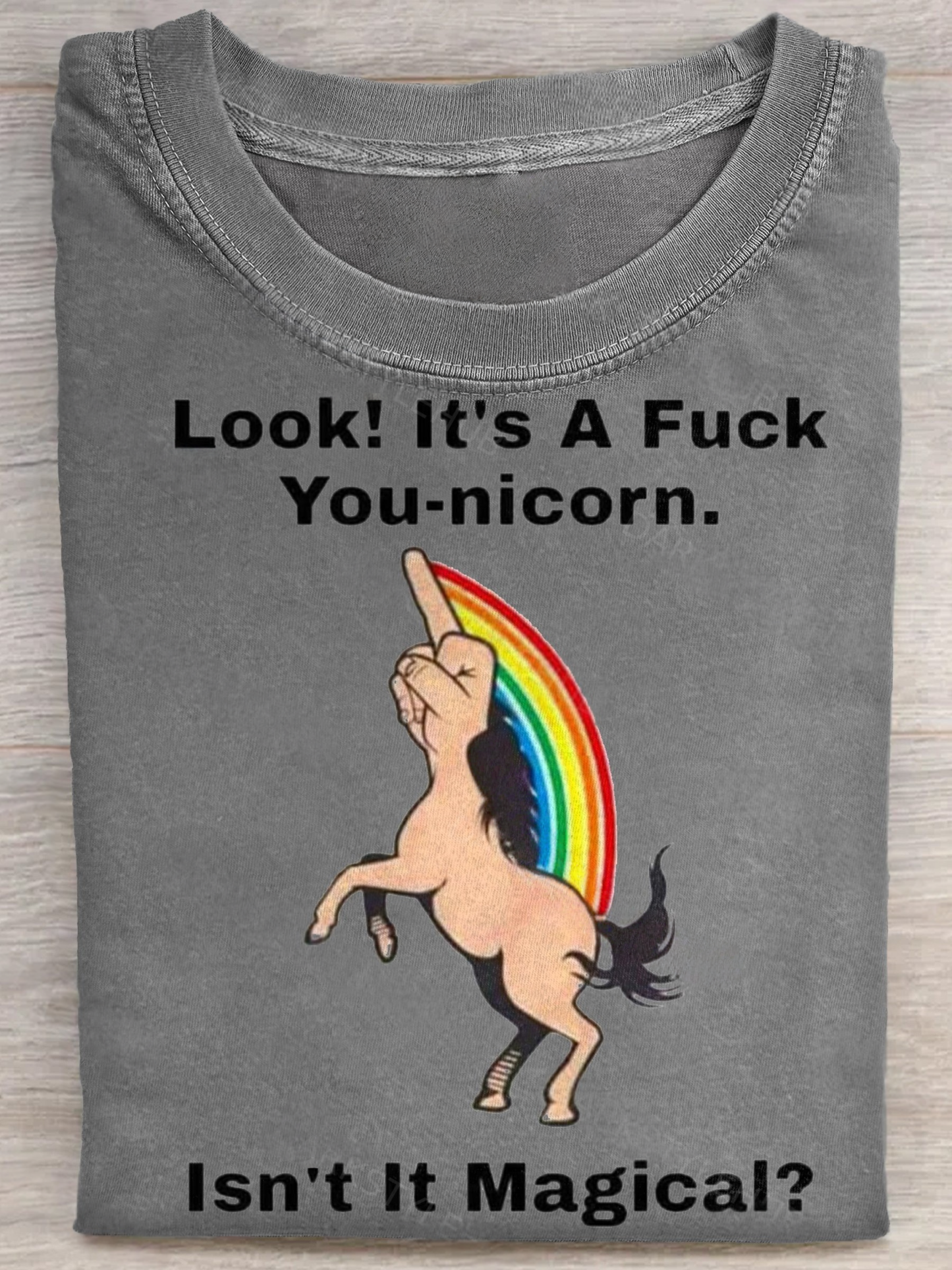 Fuck you nicorn Funny Quote Art Print Casual Short Sleeve T-shirt