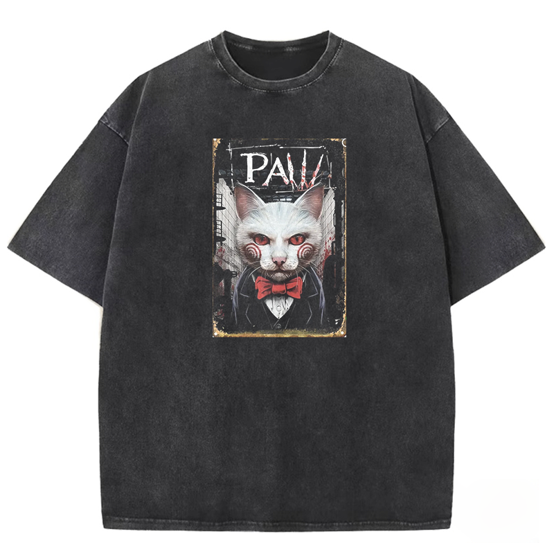 Horror Cat "PAW" Washed T-shirt