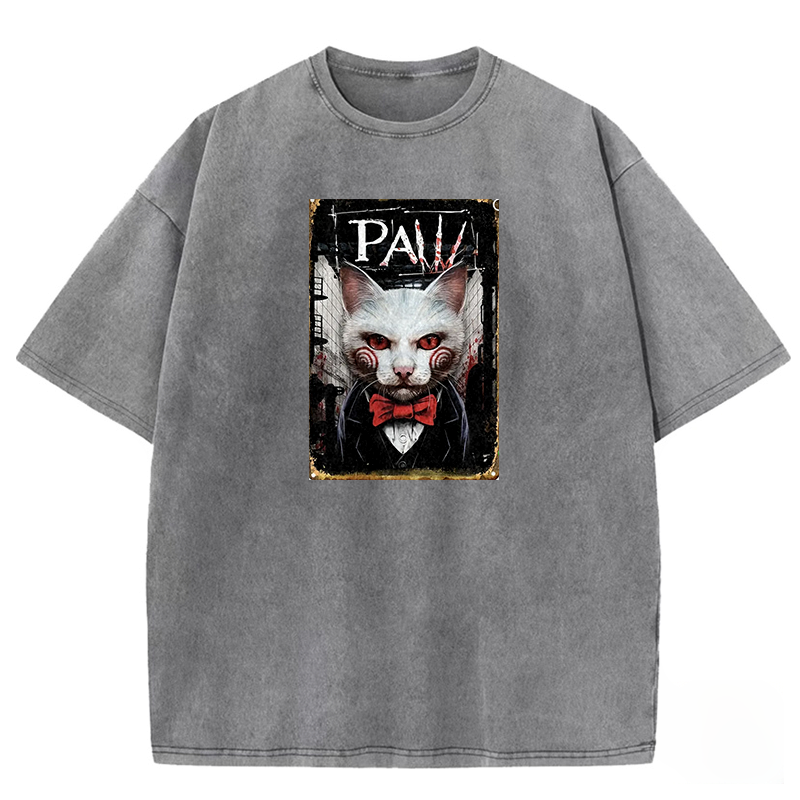 Horror Cat "PAW" Washed T-shirt