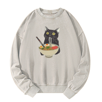 Ramen Cat Washed Sweatshirt