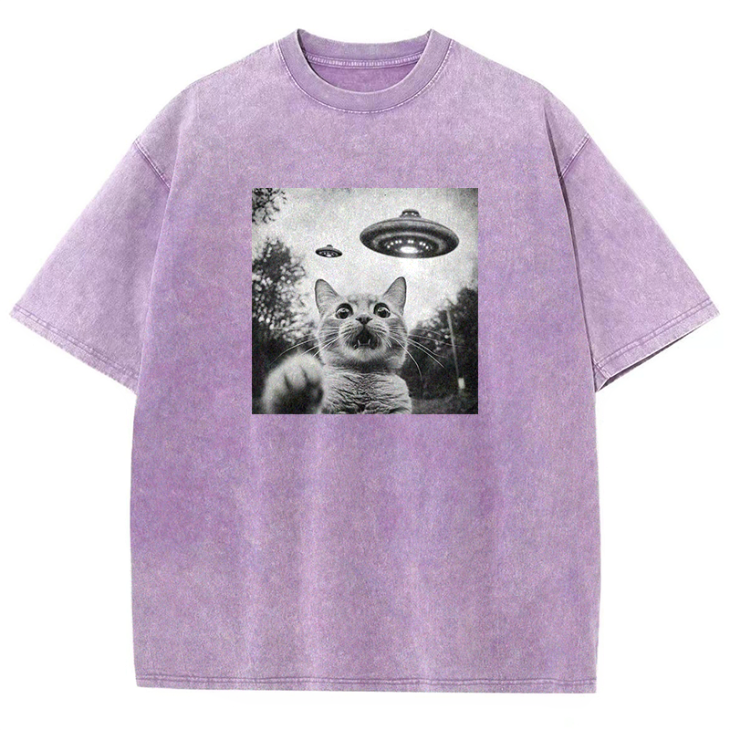 Alien Encounter Cat Washed T-shirt