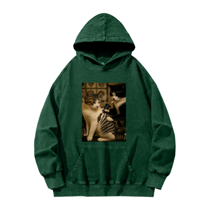 Wacky cats  Washed Hoodie