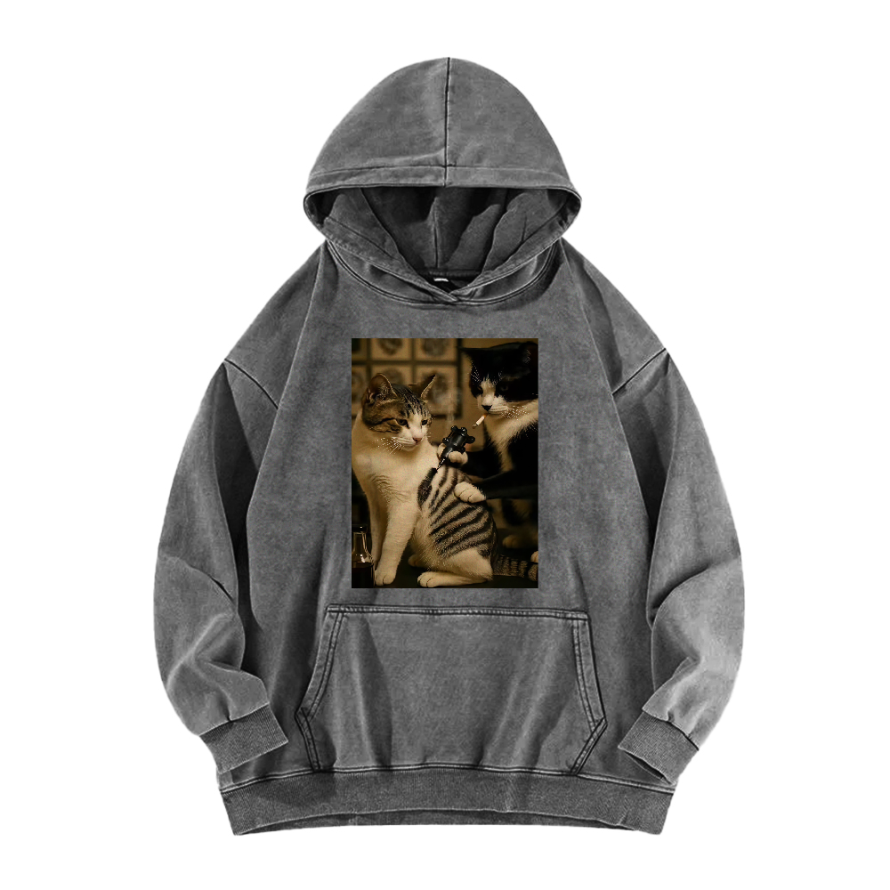 Wacky cats  Washed Hoodie
