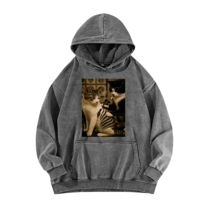 Wacky cats  Washed Hoodie
