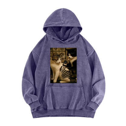 Wacky cats  Washed Hoodie