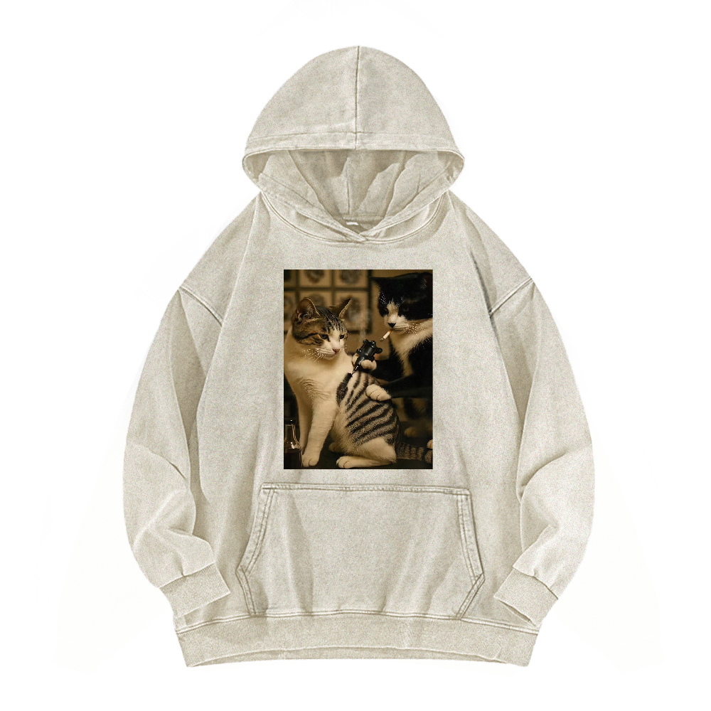 Wacky cats  Washed Hoodie
