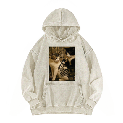 Wacky cats  Washed Hoodie