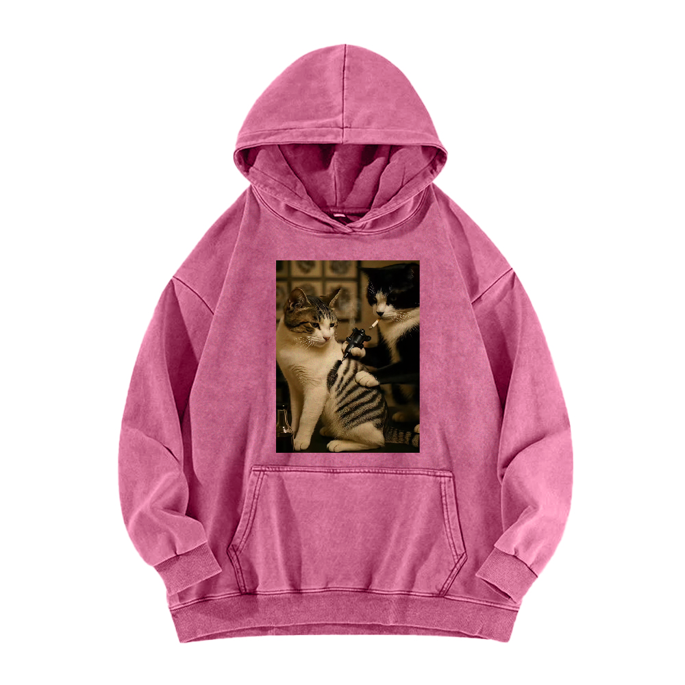 Wacky cats  Washed Hoodie