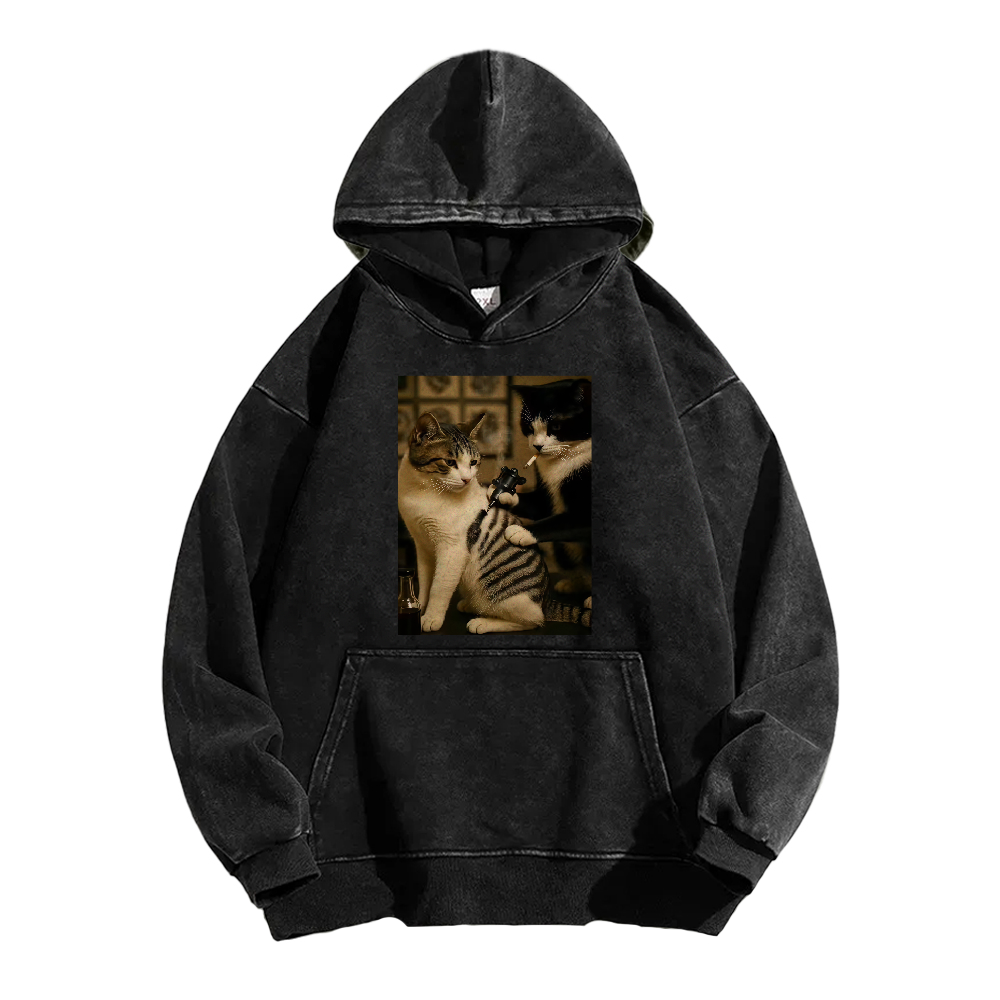 Wacky cats  Washed Hoodie