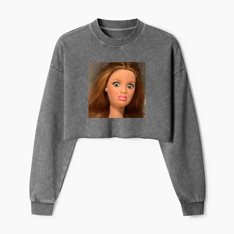 Wacky Barbie Washed Crop Sweatshirt
