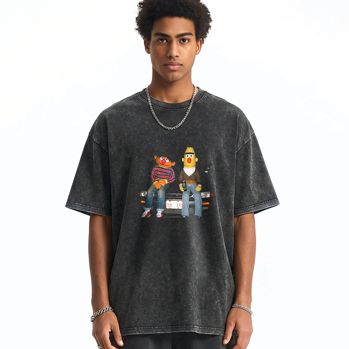 Lonely Night Retro  Washed T-shirt