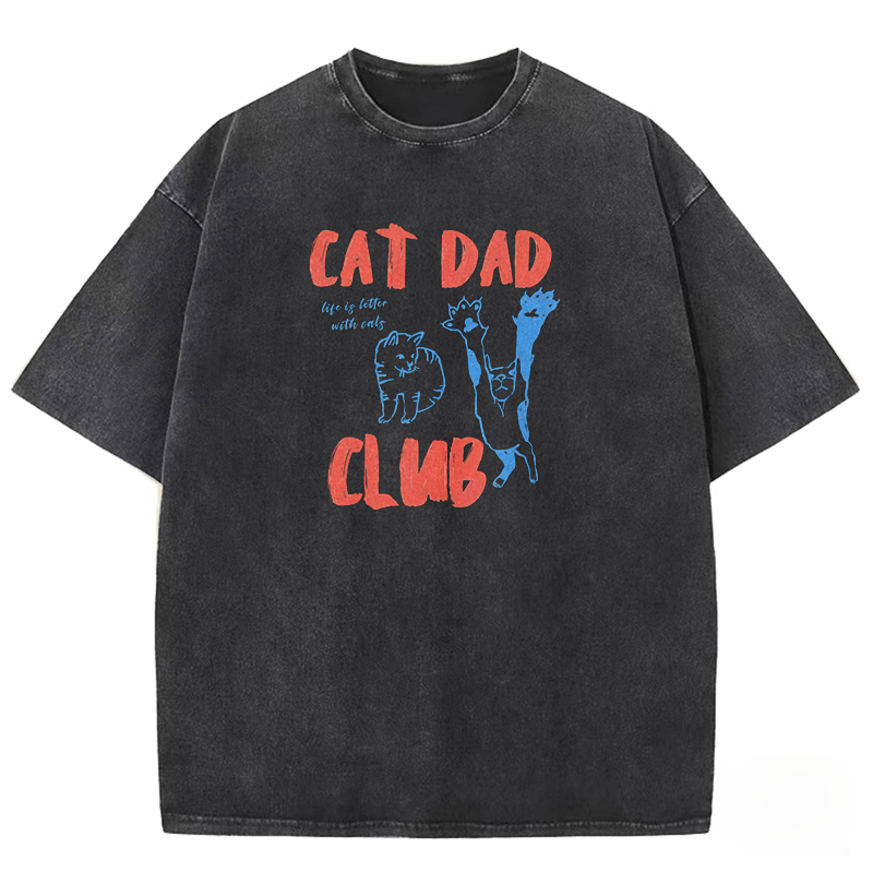Cat Dad Club Unisex Fit Washed T-shirt