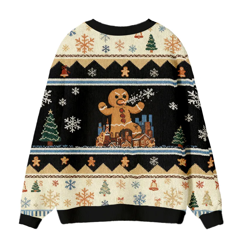 Gingerbread Monster Ugly Cardigan Sweater