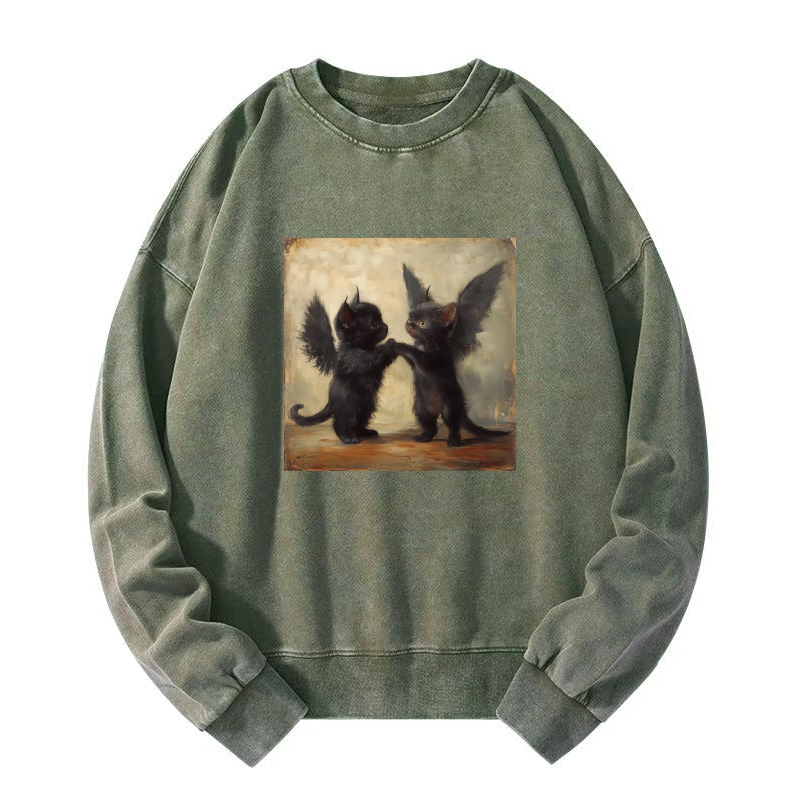 Wacky cat Washed Sweatshirt