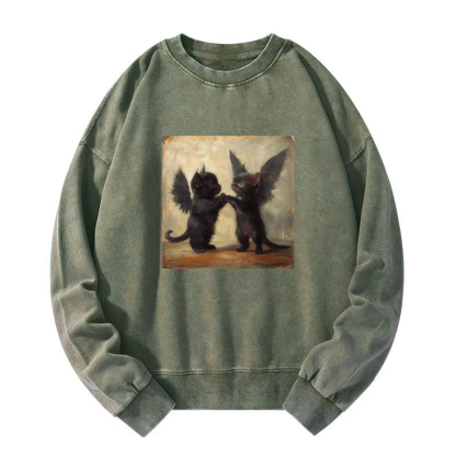 Wacky cat Washed Sweatshirt