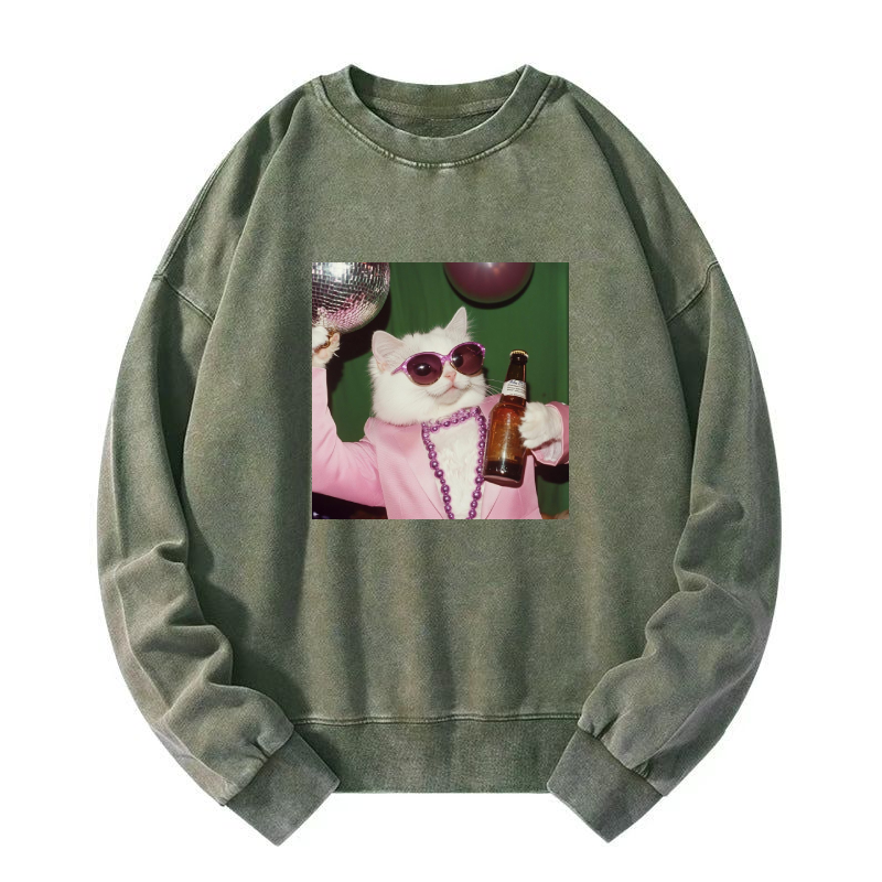 Wacky Cat Washed Sweatshirt