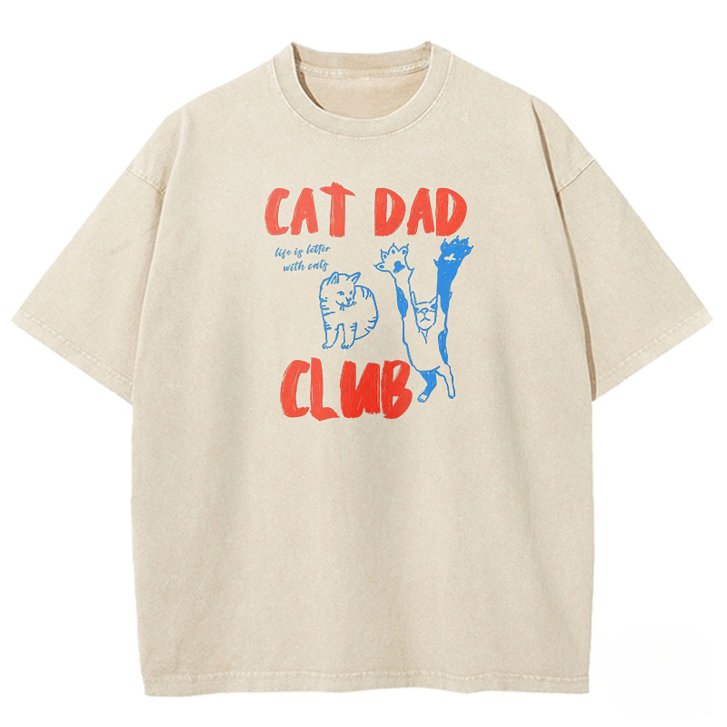 Cat Dad Club Unisex Fit Washed T-shirt