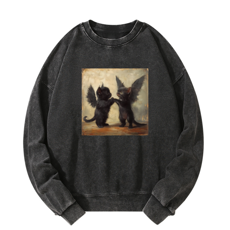 Wacky cat Washed Sweatshirt