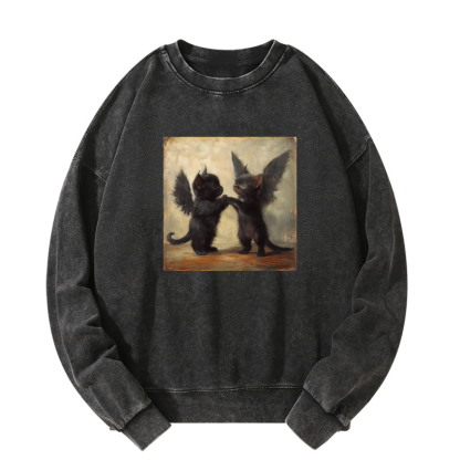 Wacky cat Washed Sweatshirt