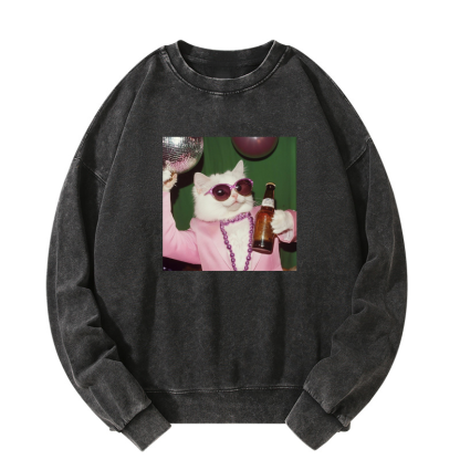 Wacky Cat Washed Sweatshirt