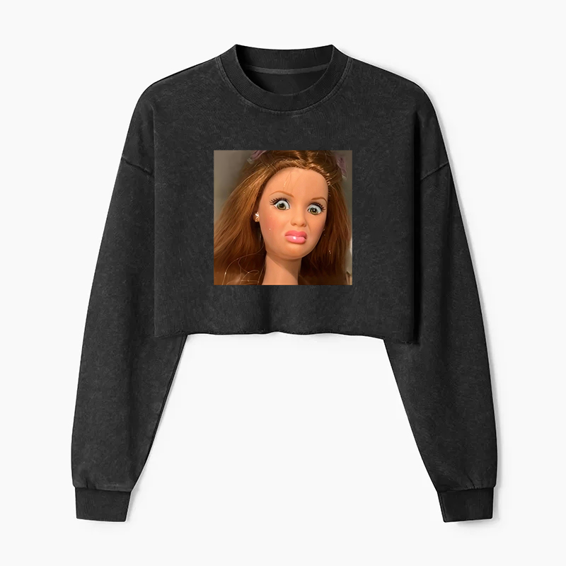 Wacky Barbie Washed Crop Sweatshirt