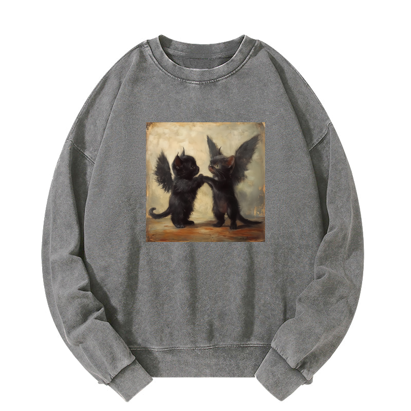 Wacky cat Washed Sweatshirt