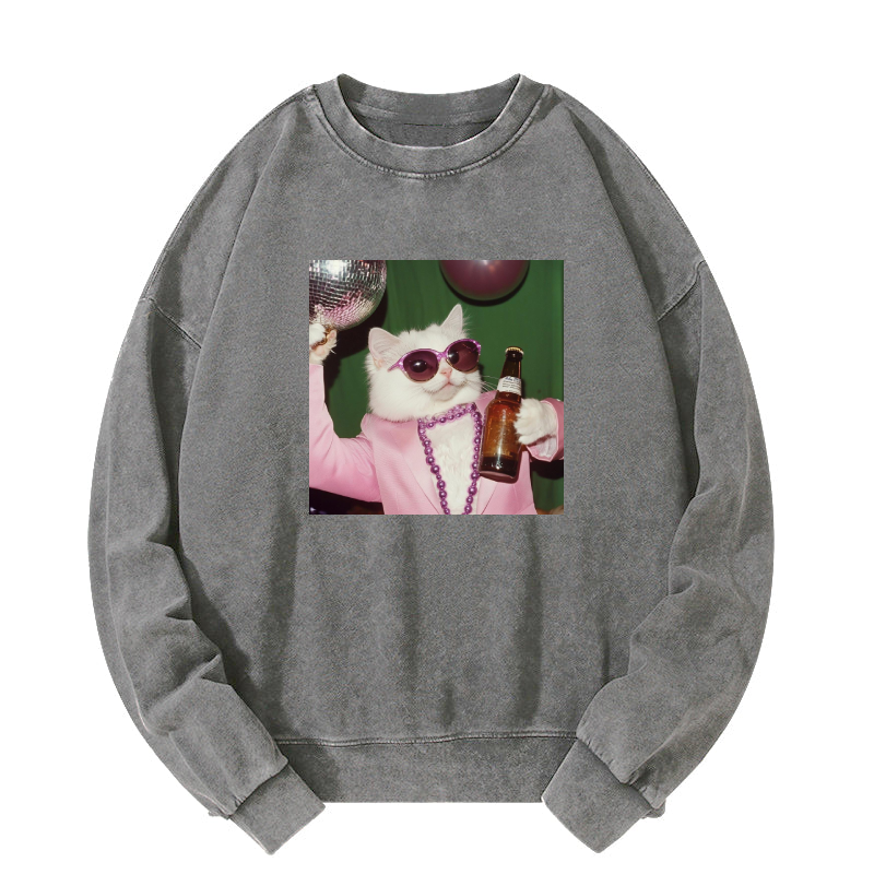 Wacky Cat Washed Sweatshirt