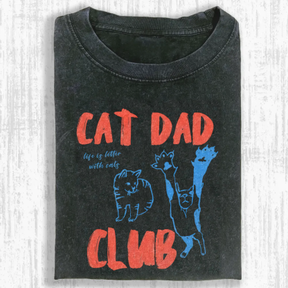 Cat Dad Club Unisex Fit Washed T-shirt