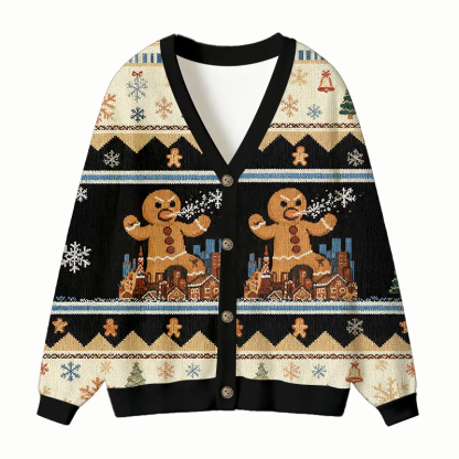 Gingerbread Monster Ugly Cardigan Sweater