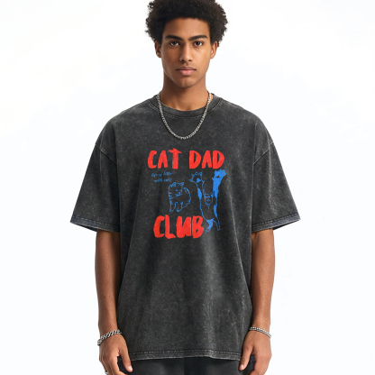 Cat Dad Club Unisex Fit Washed T-shirt