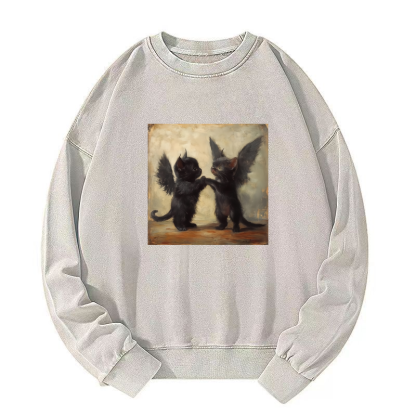 Wacky cat Washed Sweatshirt