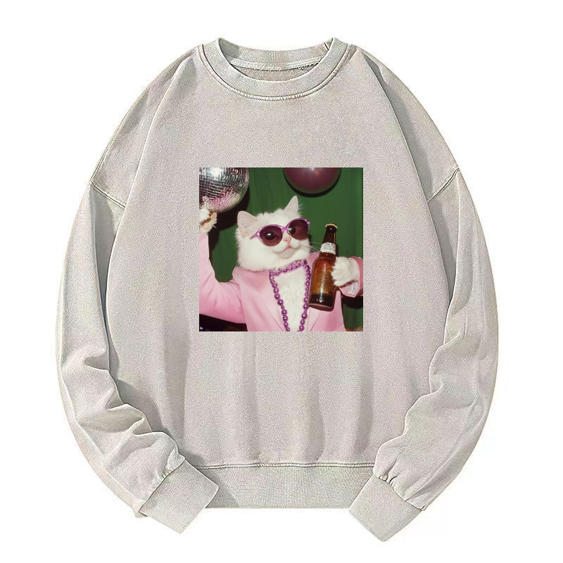 Wacky Cat Washed Sweatshirt