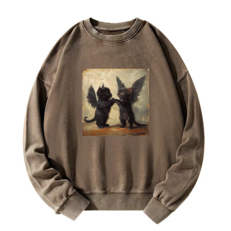 Wacky cat Washed Sweatshirt