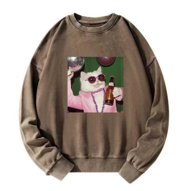 Wacky Cat Washed Sweatshirt
