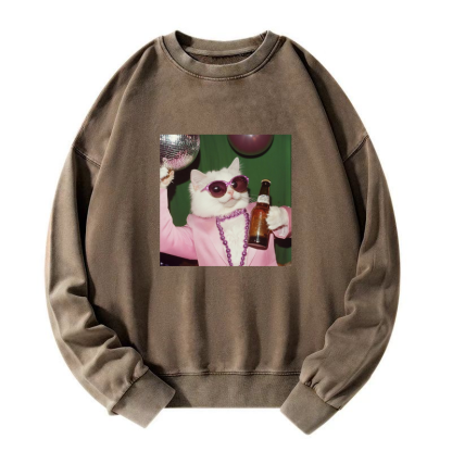 Wacky Cat Washed Sweatshirt