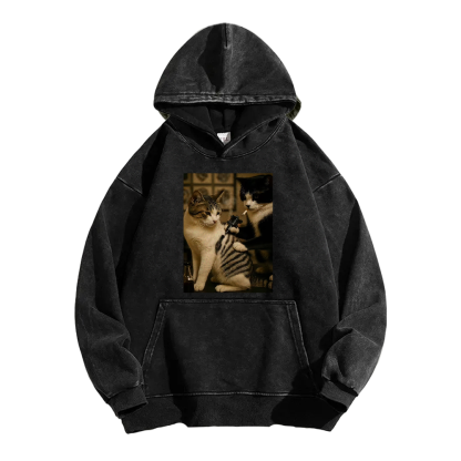 Wacky cats  Washed Hoodie