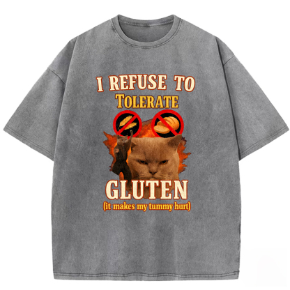Cat Hates Gluten Washed T-shirt